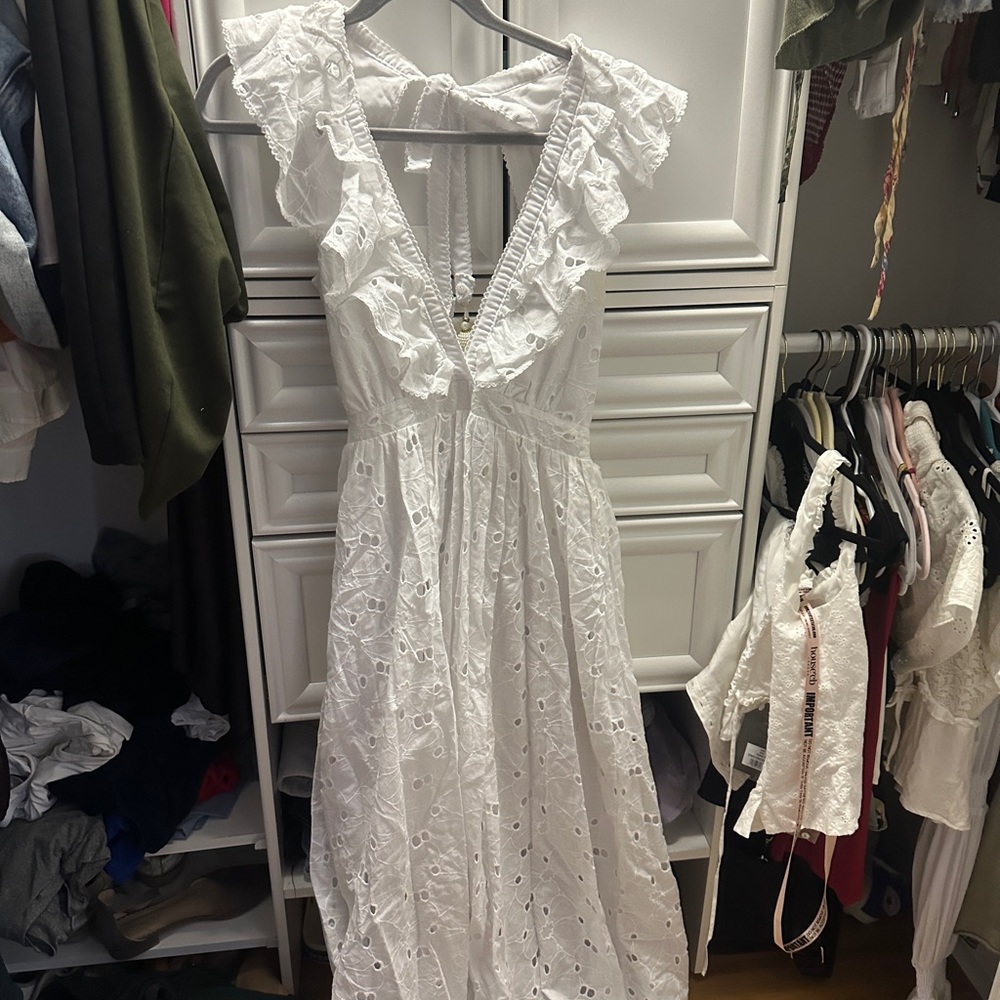 White Eyelet Ruffle Dress